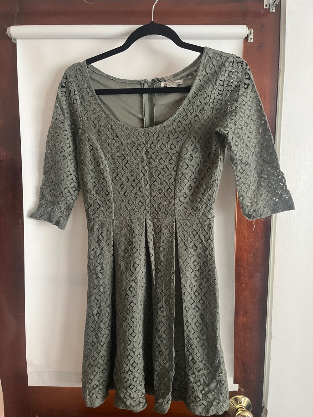Charlotte Russe Olive Green Lace Fit & Flare Mini Dress